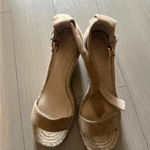 Vince Camuto Tan Espadrille Wedge Sandals with Ankle Strap